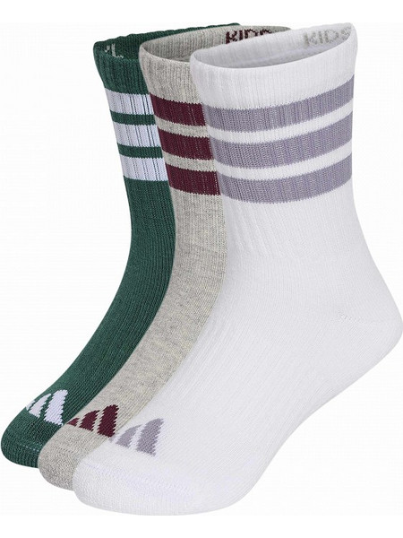3STRIPES CUSHIONED SPORTSWEAR CREW SOCKS 3 PAIR PACK CGREEN/MGREYH/WHITE