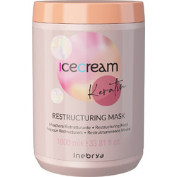 Inebrya Ice Cream Keratin Restructuring Μάσκα Μαλλιών Κερατίνης για Επανόρθωση για Ταλαιπωρημένα Μαλλιά 1lt