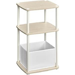 SONGMICS Μοντέρνο Πλαϊνό Τραπέζι 34x30x58cm με 3 Ράφια και Υφασμάτινο Καλάθι σε Μπεζ Χρώμα LET286N01
