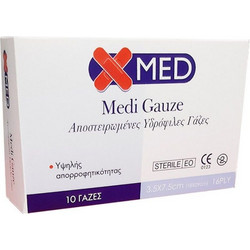 Medisei X-Med Medi Gauze Αποστειρωμένες Υδρόφιλες Γάζες 3.5x7.5cm 10τμχ