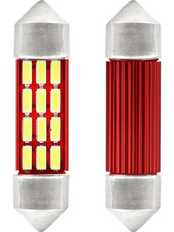 Amio - Λαμπάκια Πλαφονιέρας LED 36mm C5W C10W 12/24V 2W 5600K 12xSMD 4014 CANBUS για Καθαρό Φωτισμό Εσωτερικού - Σετ 2 Τεμ. (01632/AM)