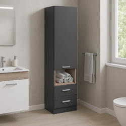 Βιτρίνα-στήλη Toscana pakoworld σε ανθρακί απόχρωση 50x42x222.5εκ - PAKOWORLD