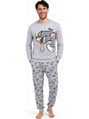 Sabor Ανδρική χειμερινή πυτζάμα Tom And JerryWBL7896 Γκρι Μελανζέ