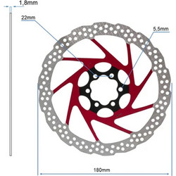Δισκόπλακα | eWheel | 6 Bolt | 180mm | Κόκκινη