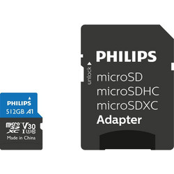 Philips microSDXC 512GB Class 10 U3 V30 UHS-I A1 + Adapter