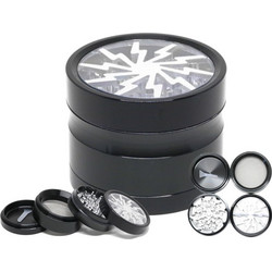 Τρίφτης καπνού AMSTERDAM SILVER BLACK JK07 MIX ALUMINUM 4 parts 60mm με παράθυρο