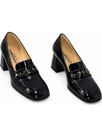 Elegant black high-heeled shoes