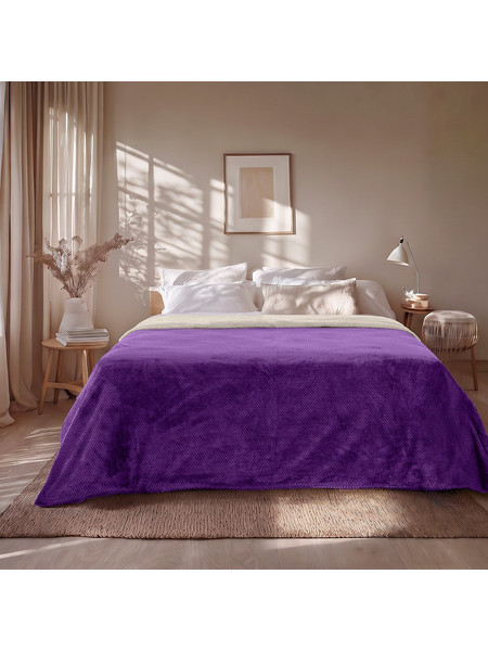 Beauty Home Κουβέρτα υπέρδιπλη διπλής όψεως Art 11601 Jacquard fleece 700gsm Fiesta Plus 220x240 Εκρού,Μωβ