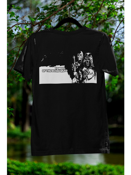 Tombs of the Blind Dead T Shirt, Gildan, Μαύρη Μπλούζα με λευκή εκτύπωση μεταξοτυπίας - black