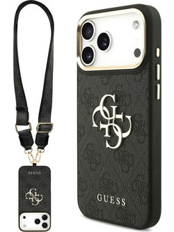 Guess 4G Big 4G Classic Logo Big Strap Metal Buttons Θήκη Black (iPhone 18 Pro / 17 Pro)