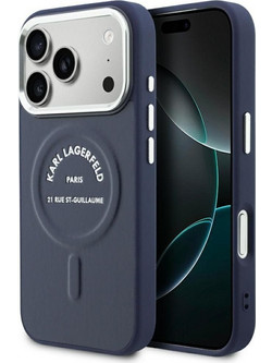 Karl Lagerfeld Embossed Open Ring RSG Logo MagSafe Θήκη iPhone 18 Pro / 17 Pro Blue (KLHMP18LPSKRSGEB)
