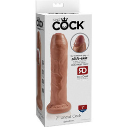 Pipedream King Cock Uncut Penis Ρεαλιστικό Dildo με Βεντούζα 17.8cm Caramel