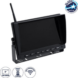 GLOBOSTAR Έγχρωμη Οθόνη 9" WiFi για Αυτοκινητο - Φορτηγό DC 12-24V - για Σύνδεση έως 4 WiFi Κάμερες 1080P HD Οπισθοπορείας - Μαύρο