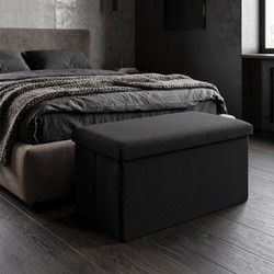Σκαμπό-μπαούλο Atom Home Deco Factory - 76x38x38cm - Μαύρο