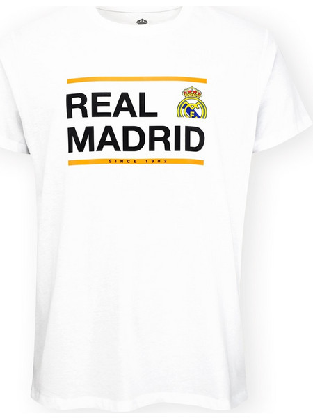 Real Madrid CF Official T-Shirt - White 'Real Madrid Since 1902' Boxed Logo - Size M (RM1CE115)