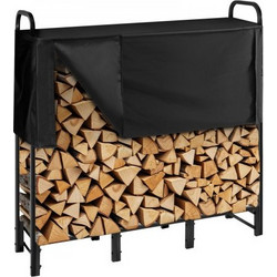 VEVOR Ράφι Αποθήκευσης Καυσόξυλων με Αδιάβροχο Κάλυμμα, 1.22m, Μεταλλικό για Εξωτερικό Χώρο, 1/4 Cord, Φέρει έως 400lb, με Βαφή Πούδρας
