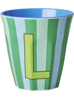 Rice - Melamine Cup with the Letter L - Blue and Green - Medium - 250 ml