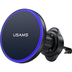 USAMS ασύρματος φορτιστής & βάση smartphone αυτοκινήτου CD277, αεραγωγών, 15W, μαύρος