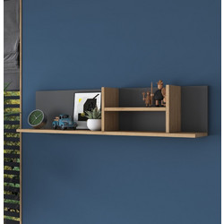 Wall Shelf AE103 - 2640 Walnut, Anthracite Melamine Coated Particle Board