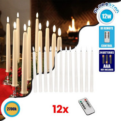 GLOBOSTAR(R) CANDLESTICKS 79564 Διακοσμητικό Κερi Κηροπηγίου με Εφέ Κινούμενης Φλόγας & IR Ασύρματο Χειριστήριο LED 0.5W 25lm 180 DC 3V με 2xAA Μπαταρίες IP20 Θερμό Λευκό 2700K - Λευκό - Μ2 x Π2 x Υ27
