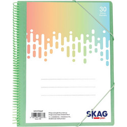 Skag Ντοσιέ Σπιράλ Με Λάστιχο Α4 Με 30 Διαφάνειες Pastel Πράσινο