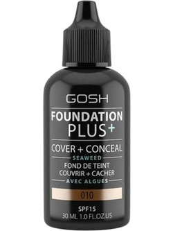 Gosh Plus+ Cover & Conceal Seaweed 010 Tan Liquid Foundation 30ml