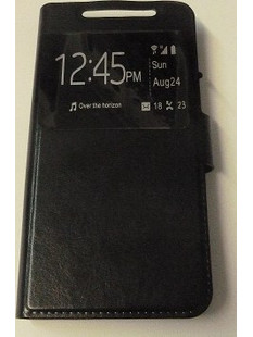 Δερμάτινη Θήκη Book Universal για Smartphone 4.4" - 4.7" Gel με Παράθυρο Μαύρη (OEM)
