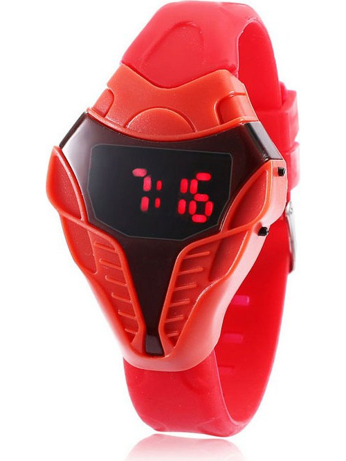 MAIKOU W01 Μοδάτο Ψηφιακό Ρολόϊ Χειρός με Κόκκινο LED και Λουρί Σιλικόνης Κόκκινο (BULK)