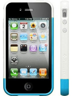 VOLTE-TEL ΘΗΚΗ IPHONE 4G/4S BUMPER 2 PCS+SCREEN PROTECTOR WHITE-LIGHT BLUE VOLTE-TEL