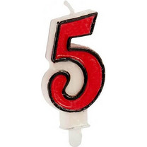 Κεράκι γενεθλίων νούμερο 5 (πέντε) σε 4 διαφορετικά χρώματα Κόκκινο - Cb