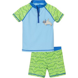 Playshoes Αντηλιακό UV Παιδικό Μαγιό Σετ με Μπλούζα για Αγόρι Πράσινο Γαλάζιο 461222