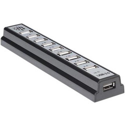 Manhattan 161572 USB Hub 2.0 USB-A με 10 Θύρες USB-A & Εξωτερική Παροχή Ρεύματος