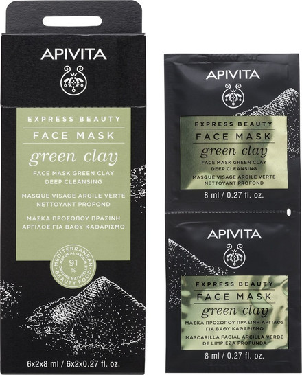 Μάσκα Προσώπου Apivita Express Beauty Deep Cleansing Green Clay 2x8ml