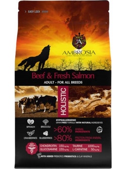 Ambrosia Grain Free Adult Beef & Fresh Salmon 12kg