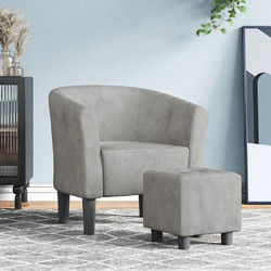 vidaXL Πολυθρόνα με Υποπόδιο Βελούδινη Γκρι 356449