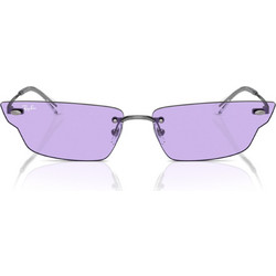Ray-Ban RB3731 0041A Γυαλιά Ηλίου Πολυγωνικά Μεταλλικά Ασημί με Μωβ Polarized Φακό