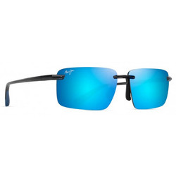 Maui Jim LAULIMA B626-14 Ανδρικά Γυαλιά Ηλίου Τετράγωνα Μεταλλικά Μαύρα με Μπλε Καθρέπτη Φακό