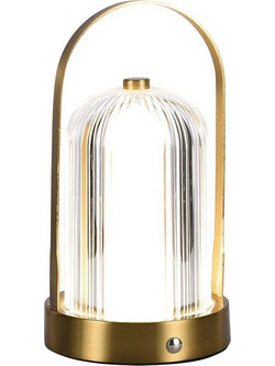 V-Tac 55LM Πορτατίφ Αφής LED με Μπαταρία Διαφανές Χρυσό Φ12xΥ22.5cm