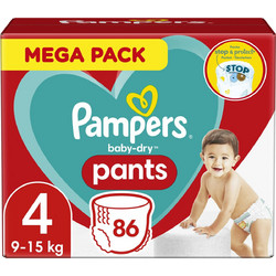 Pampers Baby Dry Πάνες Βρακάκι No4 9-15kg 86τμχ