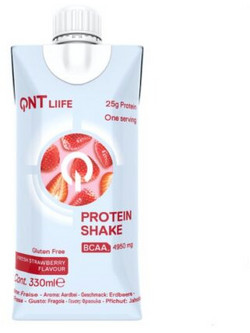 QNT Life Shake Strawberry Πρωτεΐνη Ορού Γάλακτος Όγκου Χωρίς Γλουτένη 330ml
