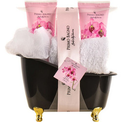 Primo Bagno Wild Orchid Shower Gel 100ml + Body Lotion 100ml + Salt Bath 100gr + Sponge + Towel