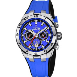Festina Ανδρικό Ρολόι Χρονογράφος με Γαλάζιο Καουτσούκ Λουράκι F20671/3