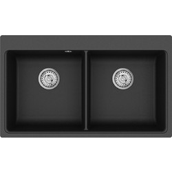 Helika Magna SQM200-601W Ένθετος Νεροχύτης Γρανίτη Μαύρος 86x51cm