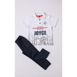 Joyce Παιδικό Σετ για Αγόρι Καλοκαιρινό Λευκό Navy Μπλε 211303