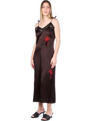 Beatrice B. Midi Καλοκαιρινό Βραδινό Φόρεμα Καφέ 24FE6214SATIN-690