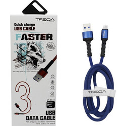 Treqa Braided USB-A to Lightning Cable 3m Blue CA-8572-BL