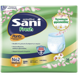 Sani Sensitive Fresh No2 Medium Πάνες Βρακάκι Ακράτειας 6 Σταγόνες 14τμχ
