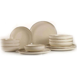 Hermia Cream Σετ Πιάτα Φαγητού Πορσελάνης Μπεζ 12τμχ 710KTP3406