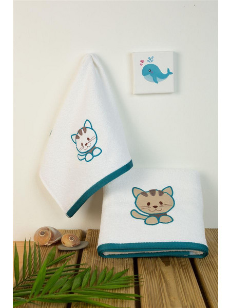 Dimcol Kitty 137 Σετ Βρεφικές Πετσέτες 2τμχ 400gr/m²