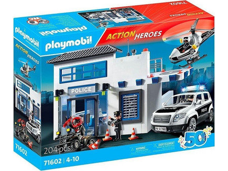 Playmobil Action Heroes Αστυνομικό Τμήμα με Περιπολικό & Ελικόπτερο για 4-10 Ετών 71602